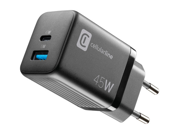 CellularLine 45W GaN Multpower Micro Strømadapter USB-A og USB-C