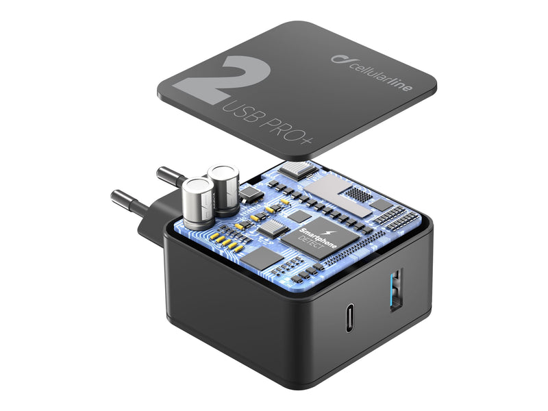 CellularLine 20W Multipower 2 Pro+ Strømadapter USB-A og USB-C