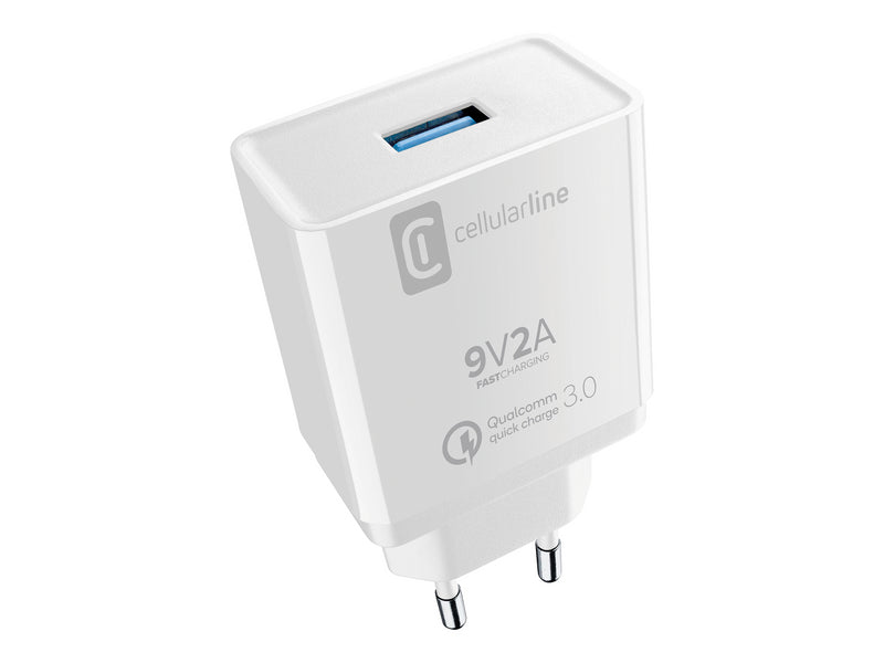 CellularLine Strømadapter m/kabel USB-A til USB-C