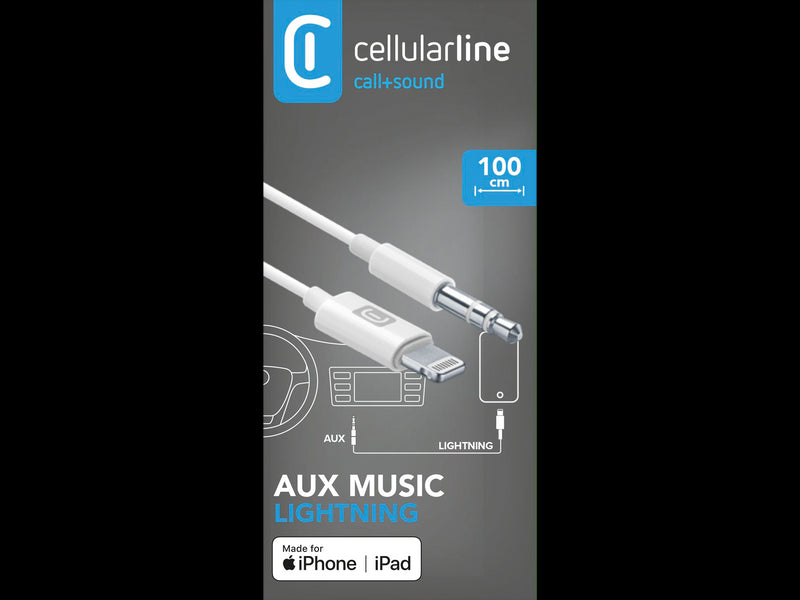 CellularLine Aux Lydkabel Lightning til 3.5mm 1m - Hvit