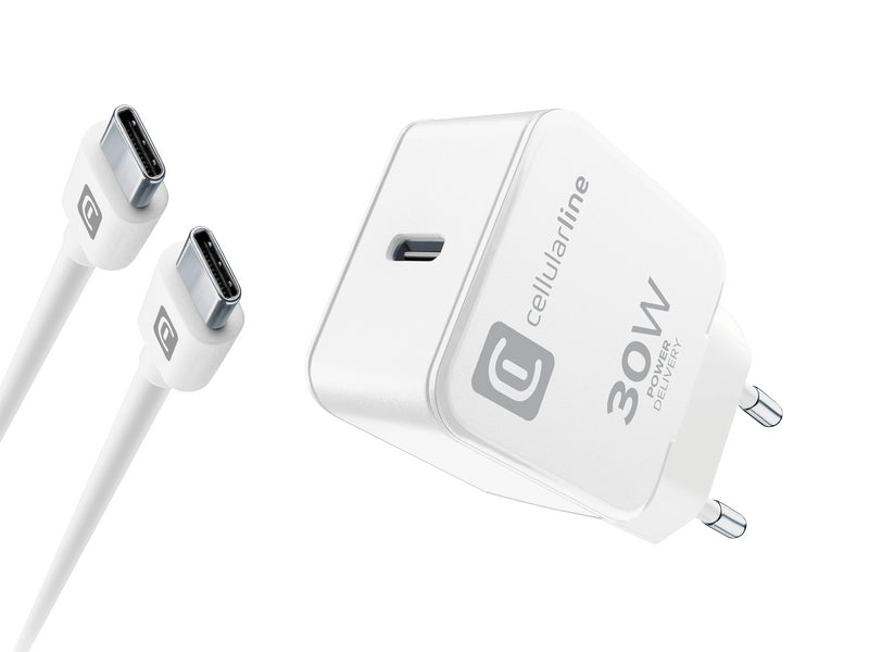 CellularLine 30W Strømadapter Apple m/kabel USB-C til USB-C