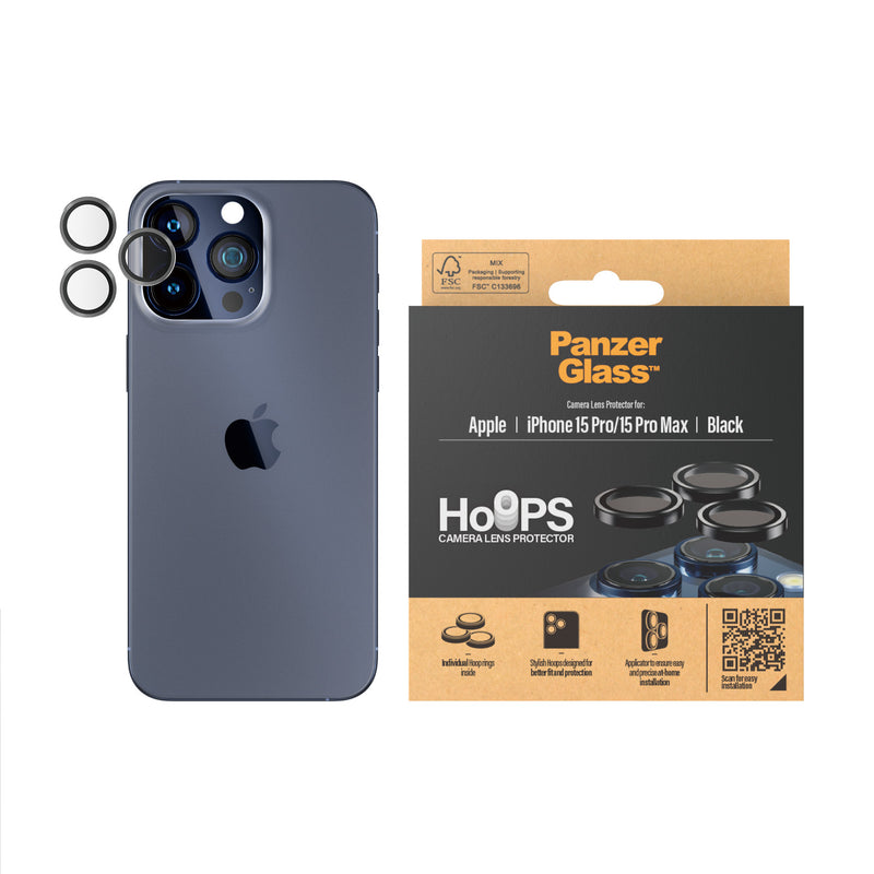 PanzerGlass Linsebeskyttelse iPhone 15 Pro/15 Pro Max - Svart titan