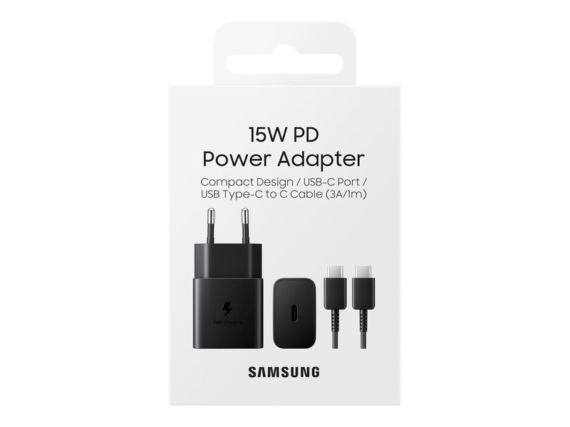 Samsung 15W Strømadapter m/kabel - Svart