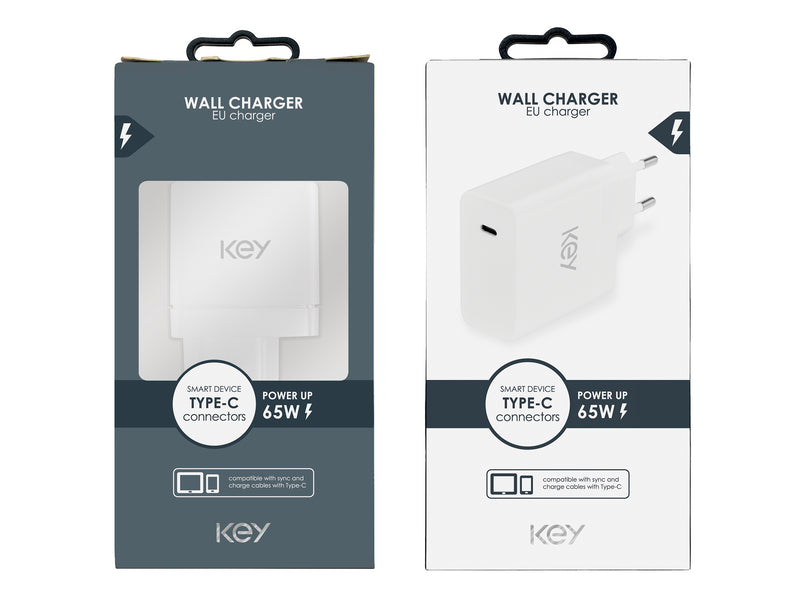 KEY 65W Strømadapter USB-C u/kabel