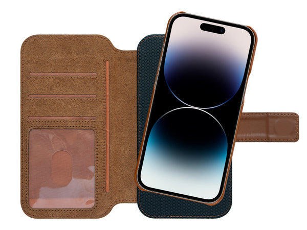 Lommebok med magnetdeksel iPhone 14 Pro - Brun